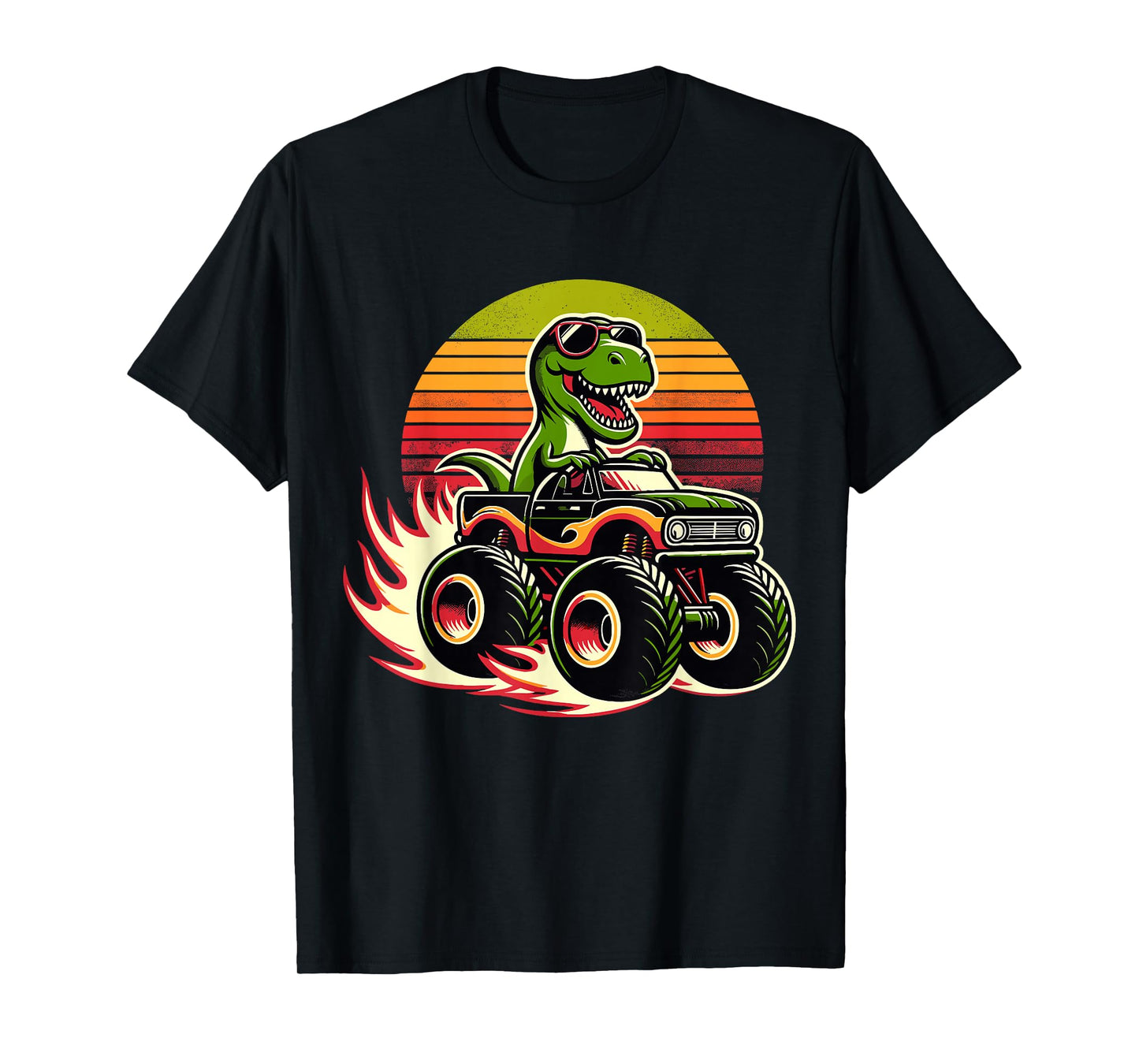 Dinosaur Sunglasses Retro Monster Truck T-Shirt