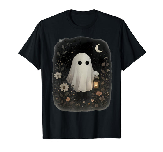 Cottagecore Ghost Lantern Floral Spooky Halloween Aesthetic T-Shirt