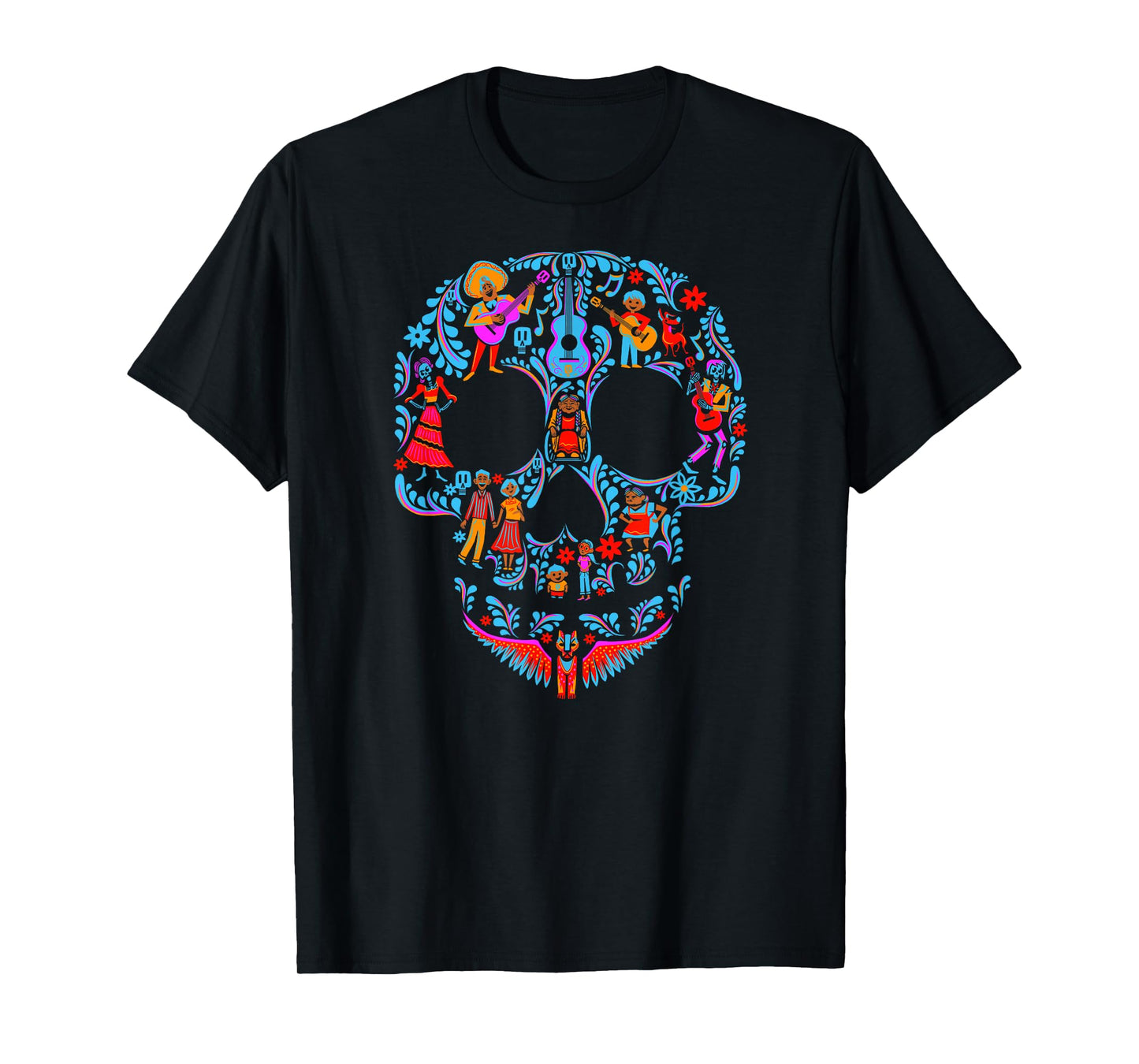 Disney Pixar Coco Classic Day Of The Dead Skull Collage Logo T-Shirt
