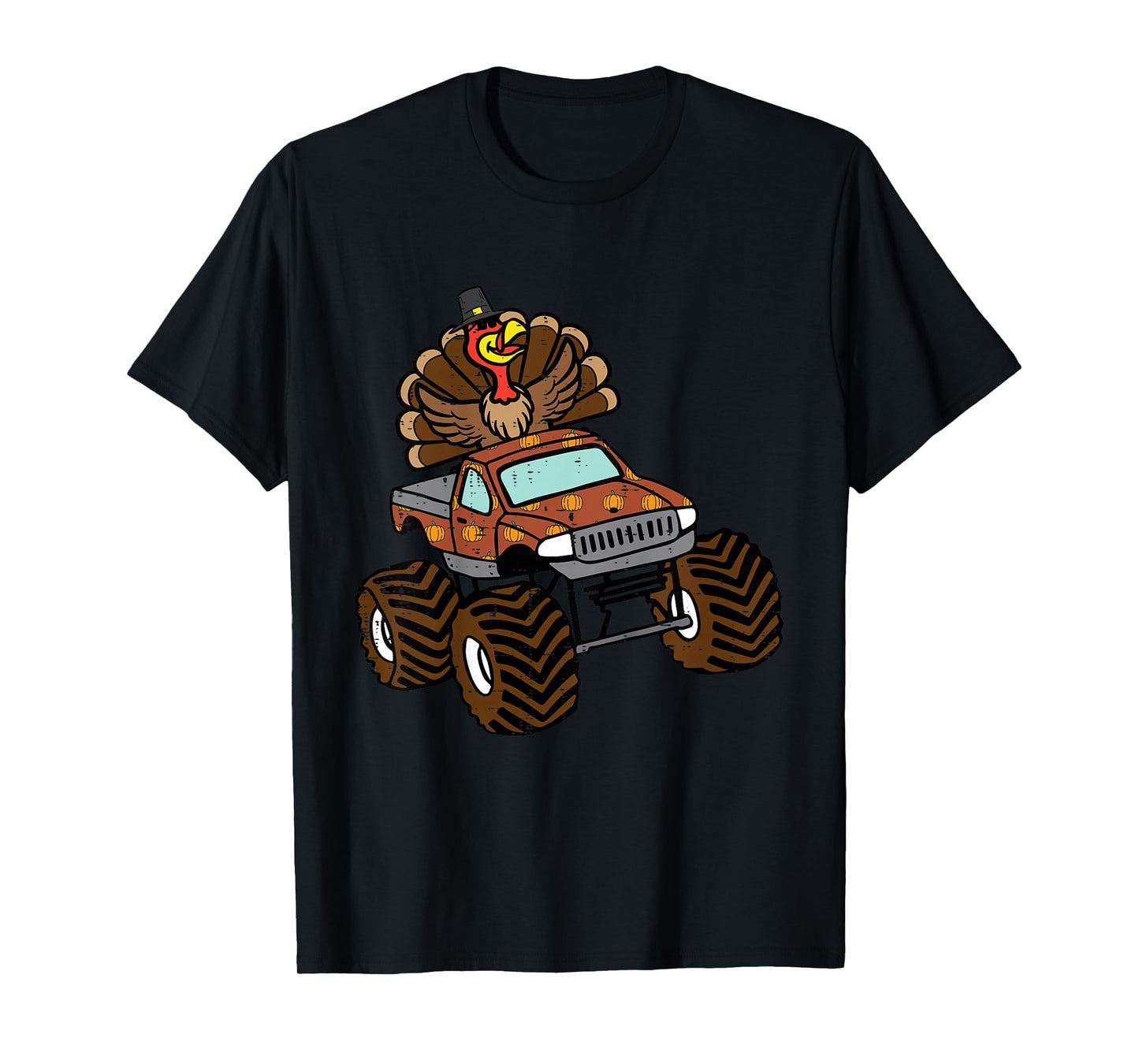 Kids Thanksgiving Turkey On Monster Truck Toddler Boys Kids Youth T-Shirt
