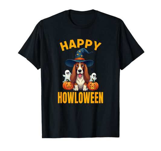 Basset Hound dressed up for Halloween, Witch's hat T-Shirt