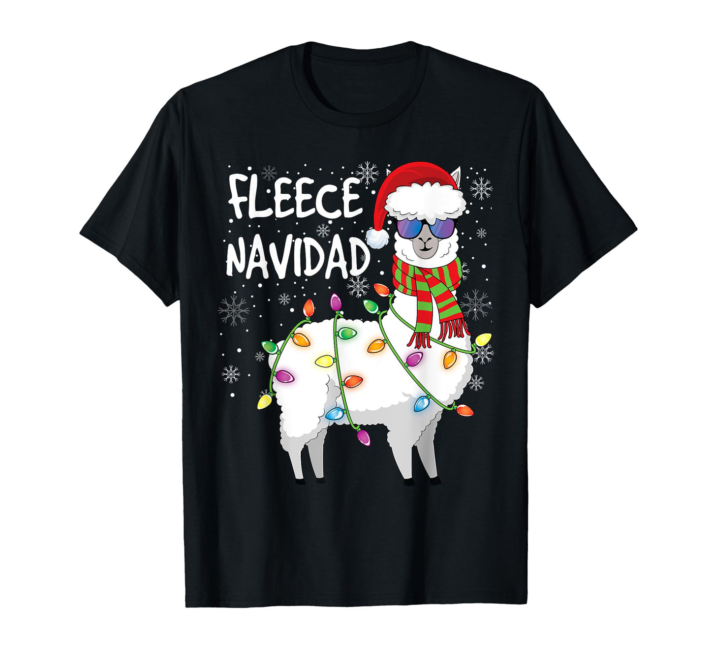 Fleece Feliz Navidad Shirt Llama Christmas T-Shirt