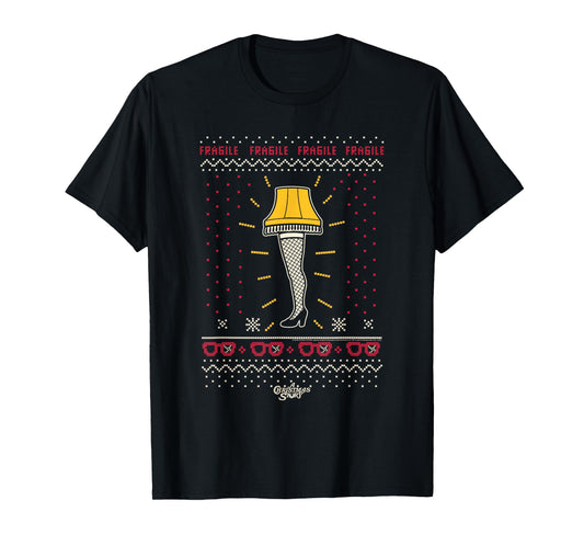 A Christmas Story Fragile Leg Lamp Sweater Print Xmas Movie T-Shirt