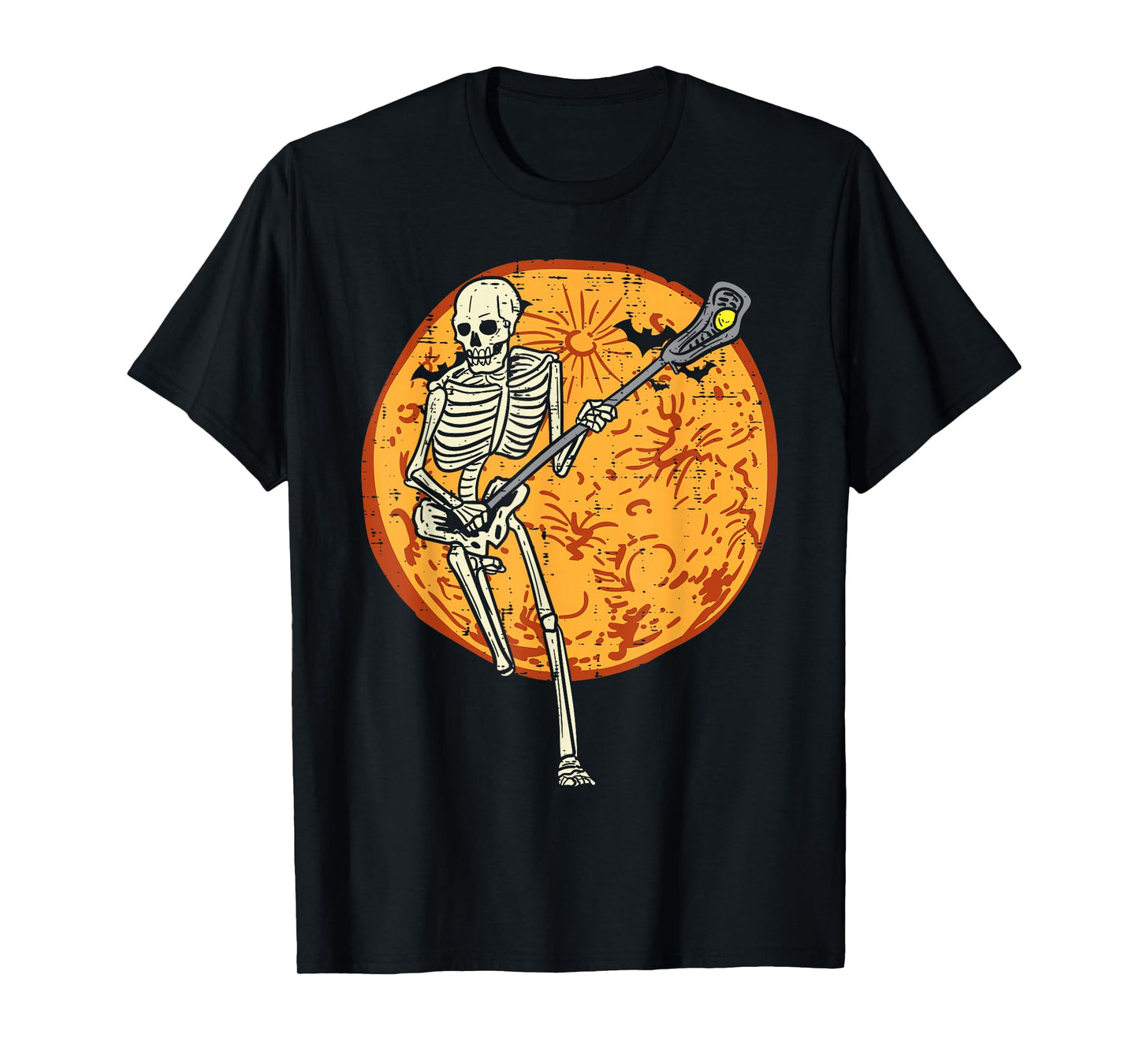 Lacrosse Skeleton Full Moon Sports Halloween Men Women T-Shirt