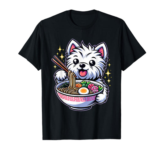 Kawaii Anime West Highland Terrier Dog Ramen T-Shirt