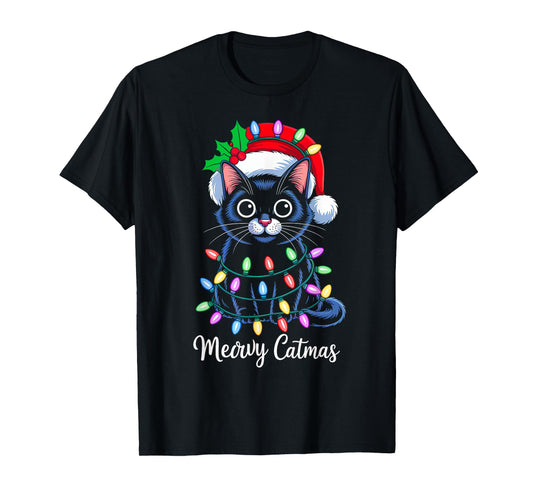 Meowy Catmas Santa Christmas Cat Kitten Funny Xmas Pajamas T-Shirt