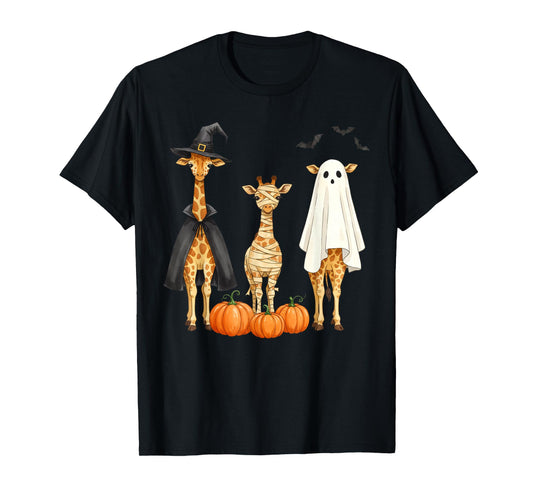 Giraffe Boo Mummy Witch Halloween Costume Giraffe Pumpkin T-Shirt