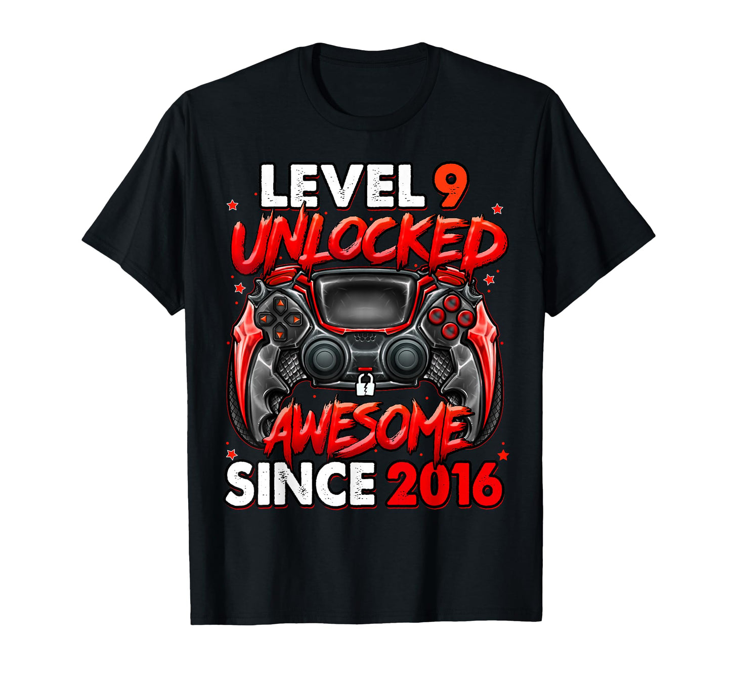 Level 9 Unlocked Awesome Since 2016 9th Birthday Gaming T-Shirt