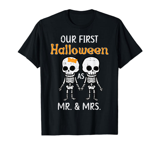 Our First Halloween Mr Mrs Matching Couples Engaged Costume T-Shirt