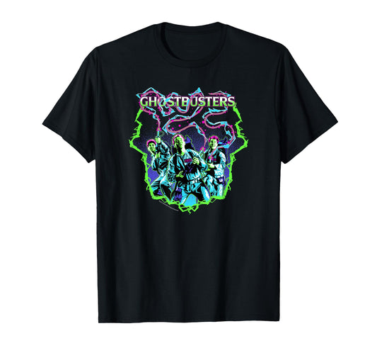 Ghostbusters Retro Proton Packs Cast Photo Movie T-Shirt