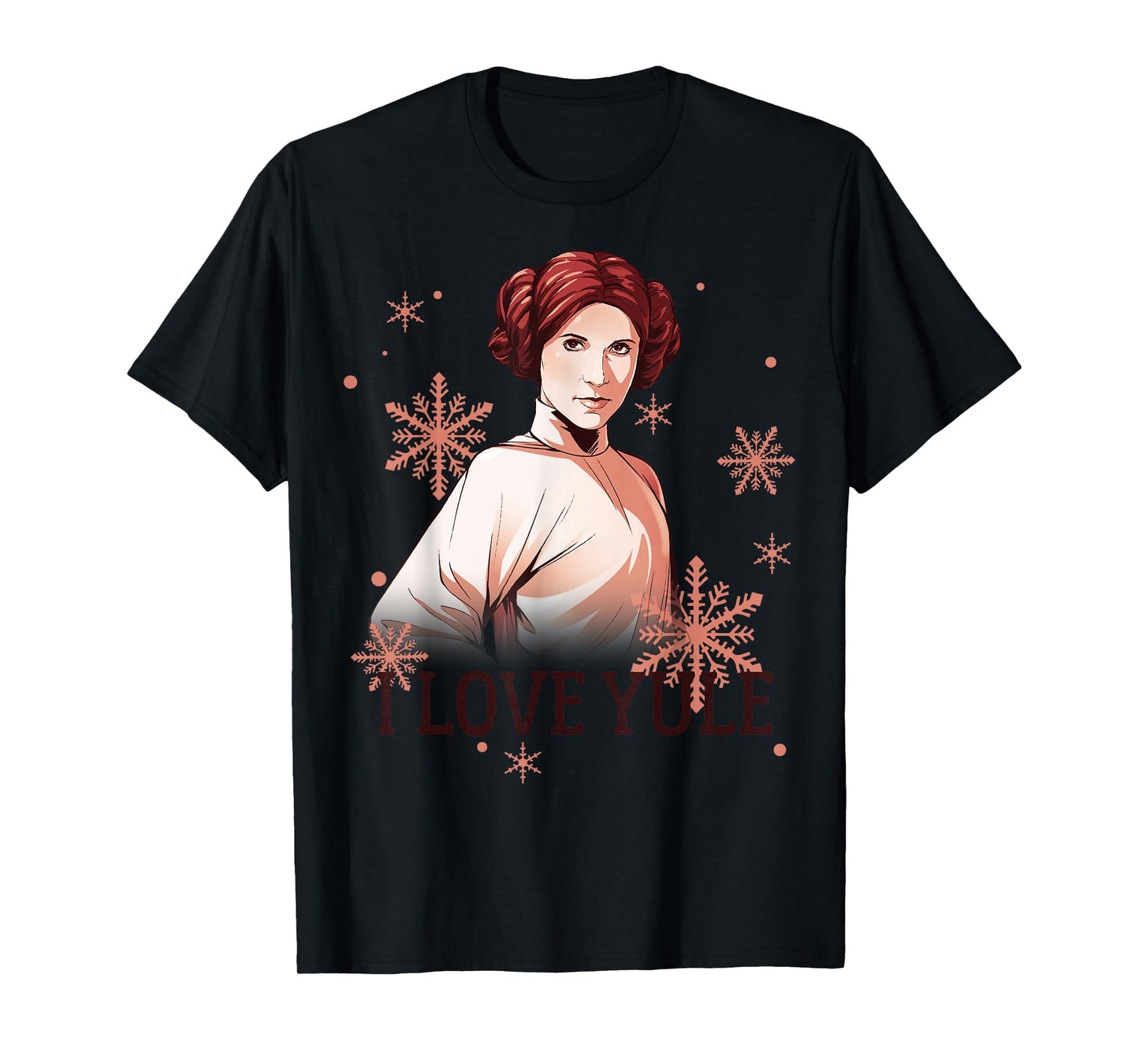 Star Wars Leia I Love Yule Christmas Snowflake T-Shirt T-Shirt