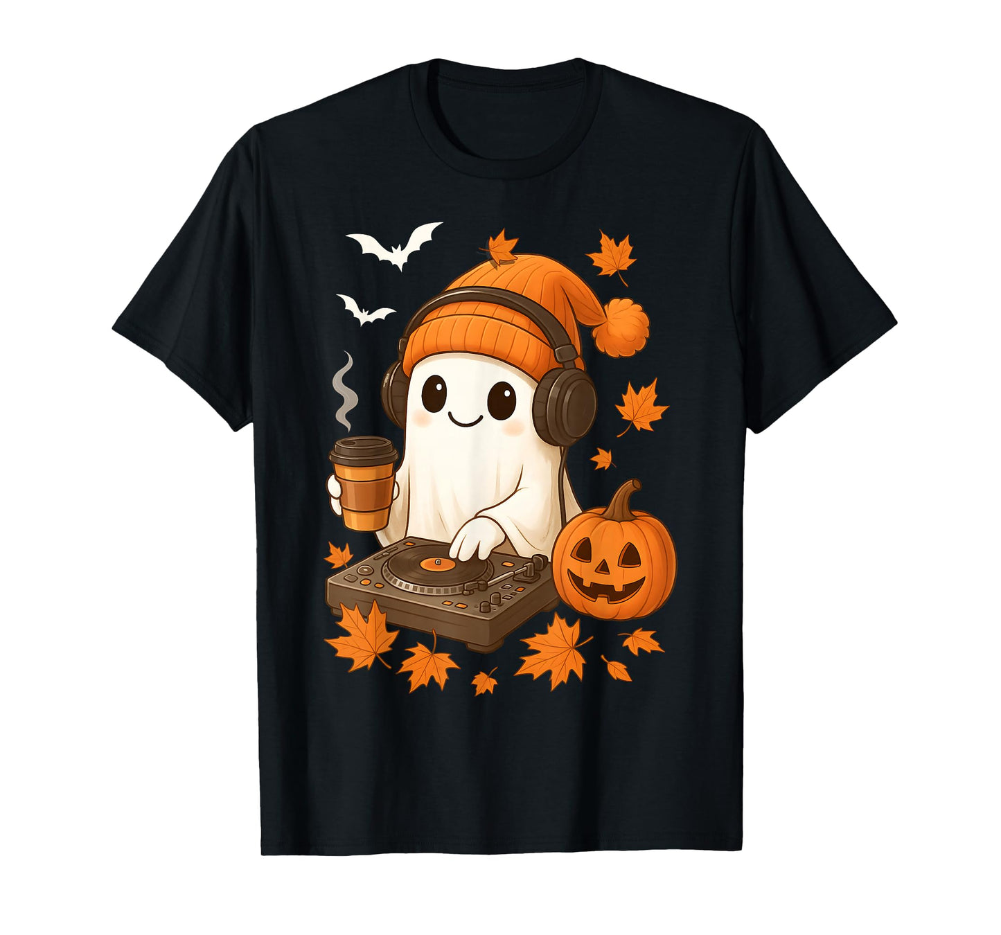 EDM Halloween Music Ghost DJ Rave Cute Beanie Ghost Coffee T-Shirt