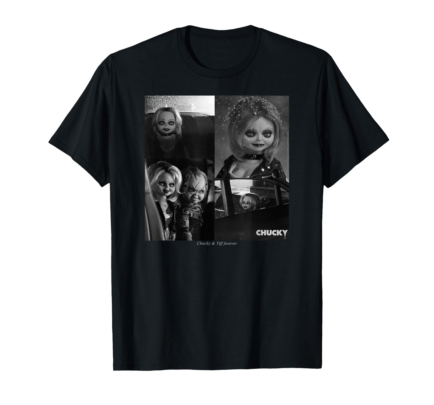 Chucky and Tiffany Black and White Horror Couple Style T-Shirt