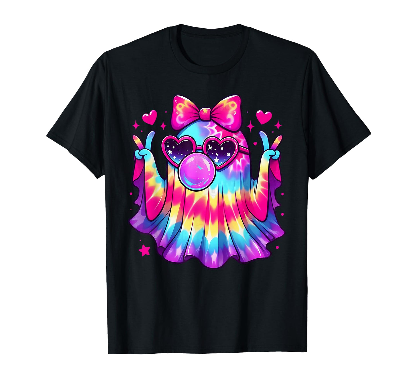 Cute Ghost Bubble Gum Coquette Bow Halloween Costume Women T-Shirt