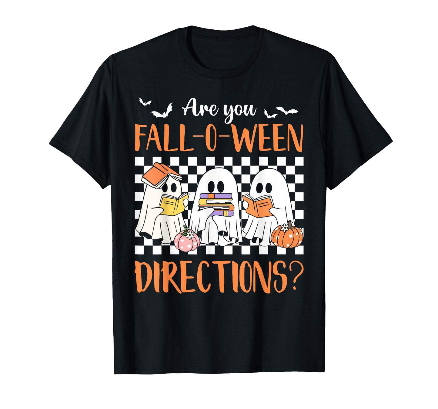 Retro are You Fall O Ween Directions Teacher Halloween Ghost T-Shirt