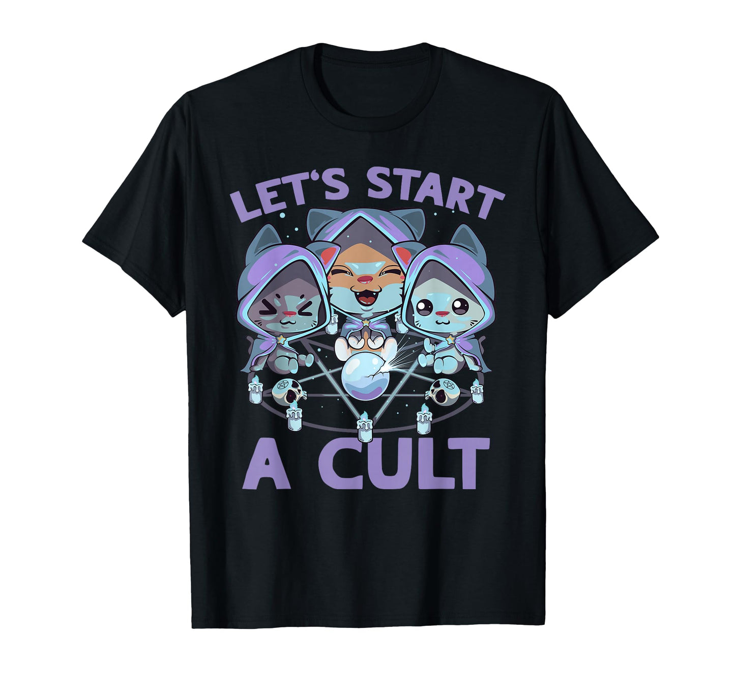 Pastel Goth Kawaii Occult Cats Summon Let's Start A Cult Cat T-Shirt