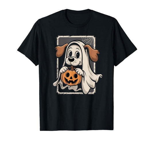 Cute Ghost Dog Halloween Funny Ghost Men Women Kids T-Shirt
