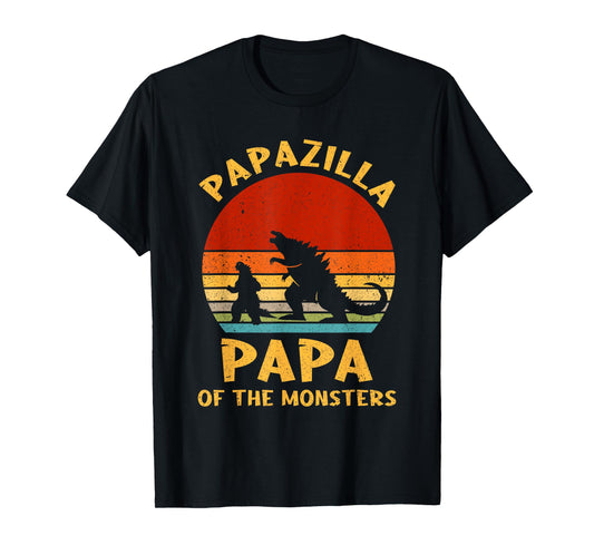 Funny Dad Papazilla Papa Of Monsters Halloween Fathers Day T-Shirt