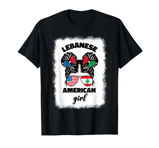 Funny Half American And Lebanese Lebanon Usa Flag Kids Girls T-Shirt