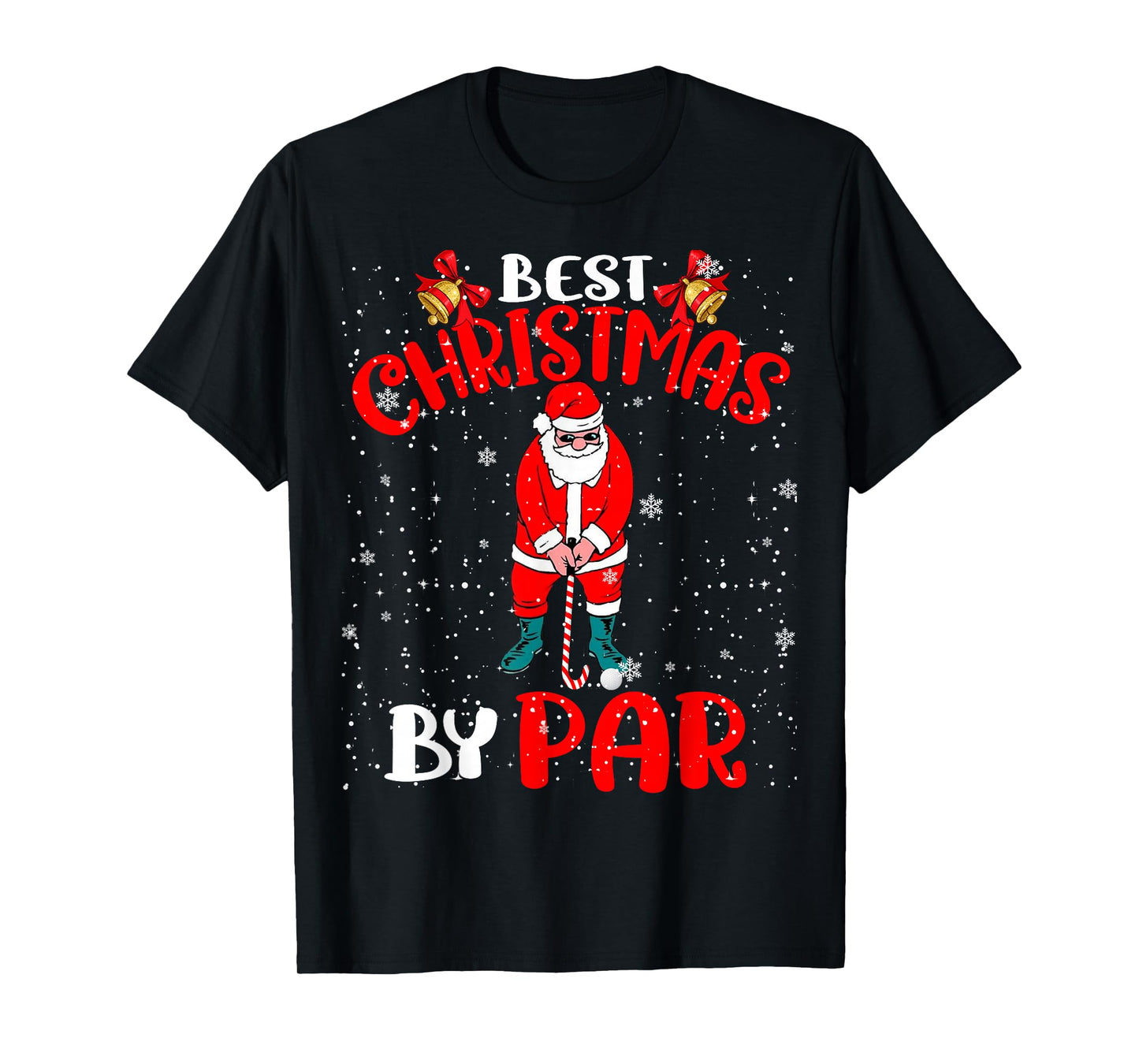 Best Christmas By Par Funny Christmas Santa Golf Player T-Shirt