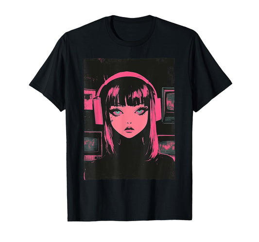 Cute E-girl Anime Vaporwave Cyber Goth Distressed Grunge T-Shirt