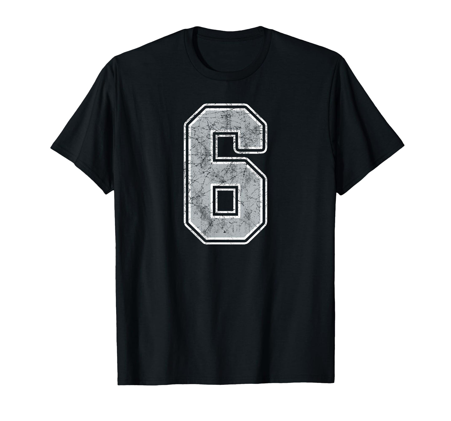 Silver White Number 6 Jersey Player Uniform #6 T-Shirt