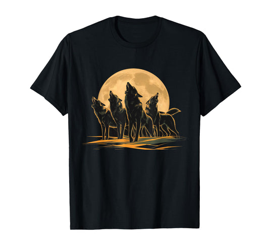 Four Wolves Howling at the Moon T-Shirt