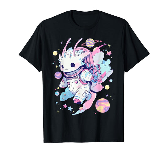 Cute Space Galaxy Axolotl Pastel Goth Aesthetic Nu Goth T-Shirt