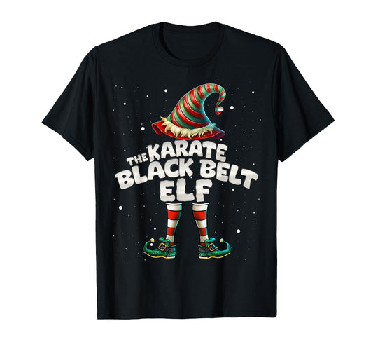 The Karate Black Belt Elf Family Matching Group Christmas T-Shirt