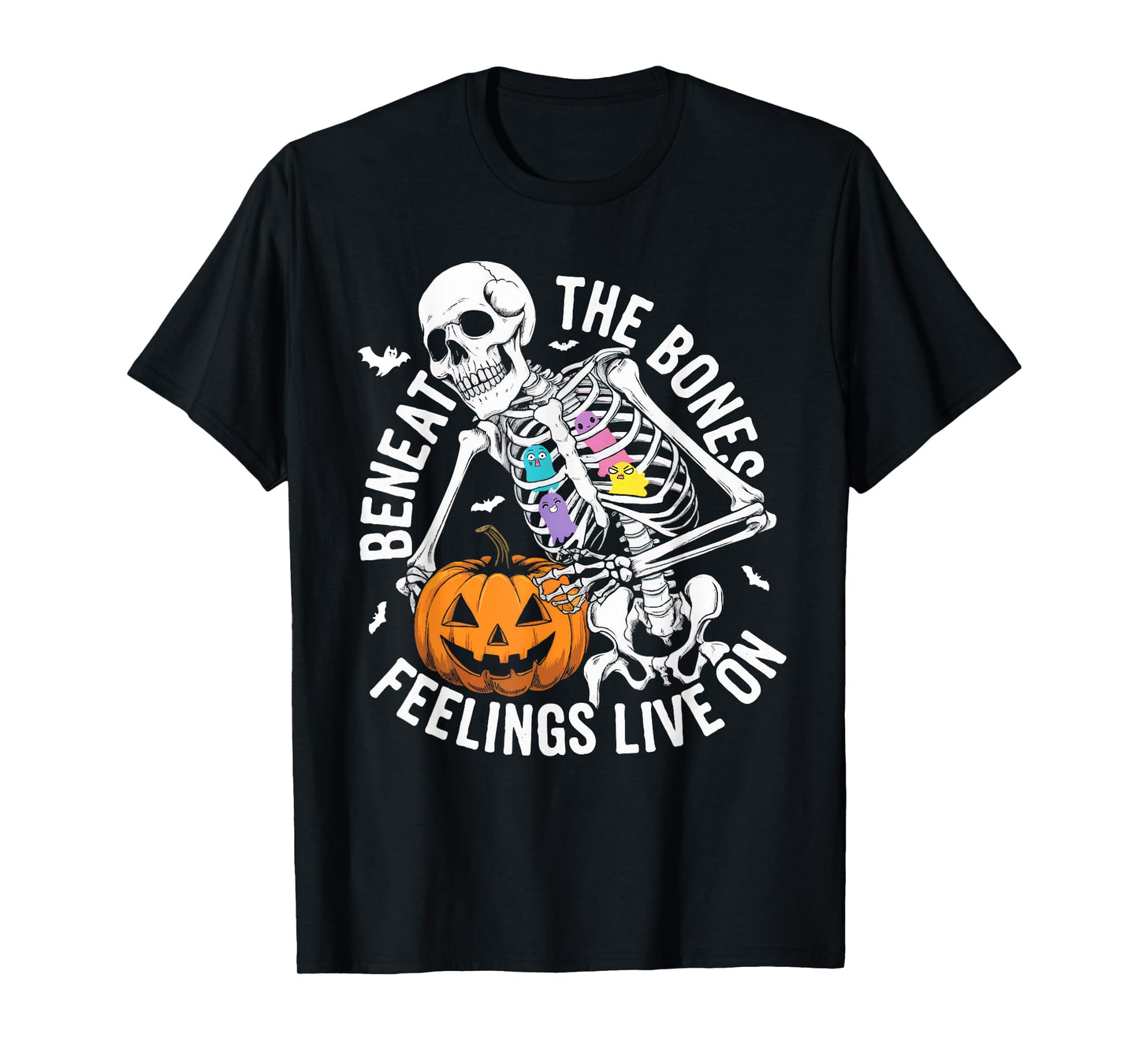 Mental Health Awareness Skeleton Ghosts Halloween Cool Art T-Shirt
