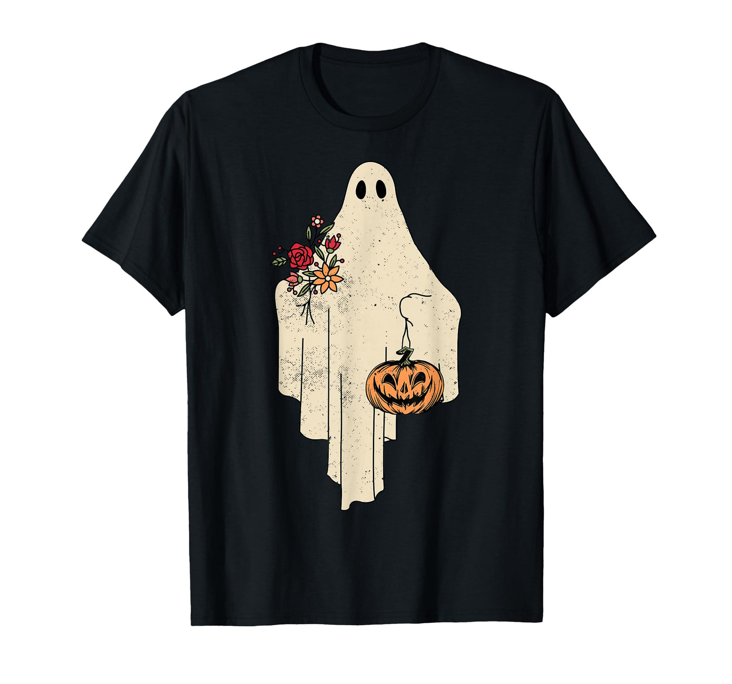 Vintage Floral Ghost Cute Halloween Costume Funny Graphic T-Shirt