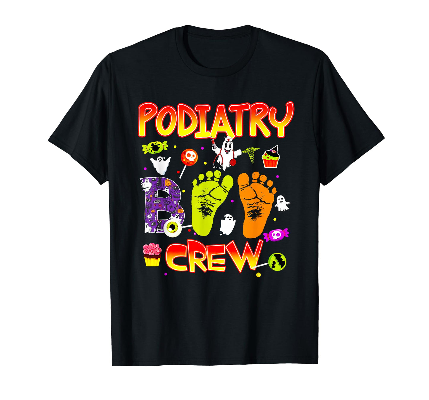 Podiatry Boo Crew Funny Ghost Footprint Halloween Spooky T-Shirt