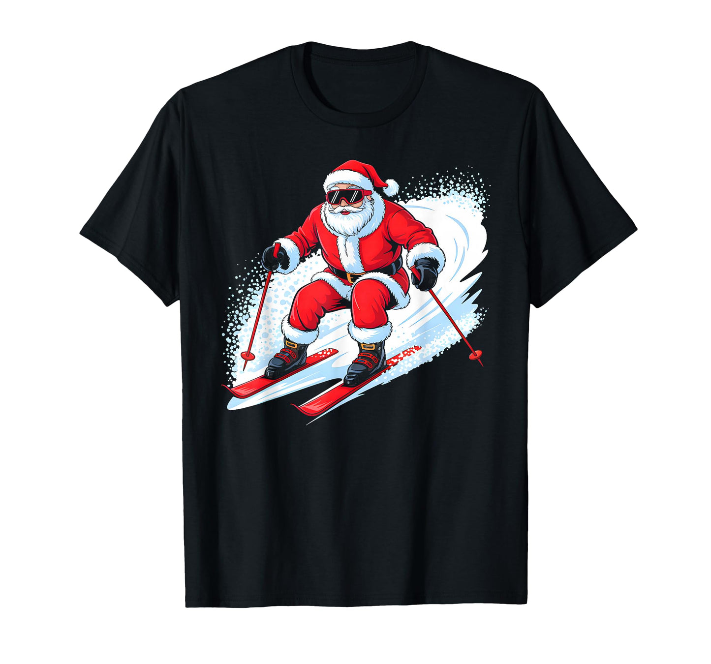 Santa Skiing Funny Christmas Skier Ski Racer Xmas Pajama T-Shirt