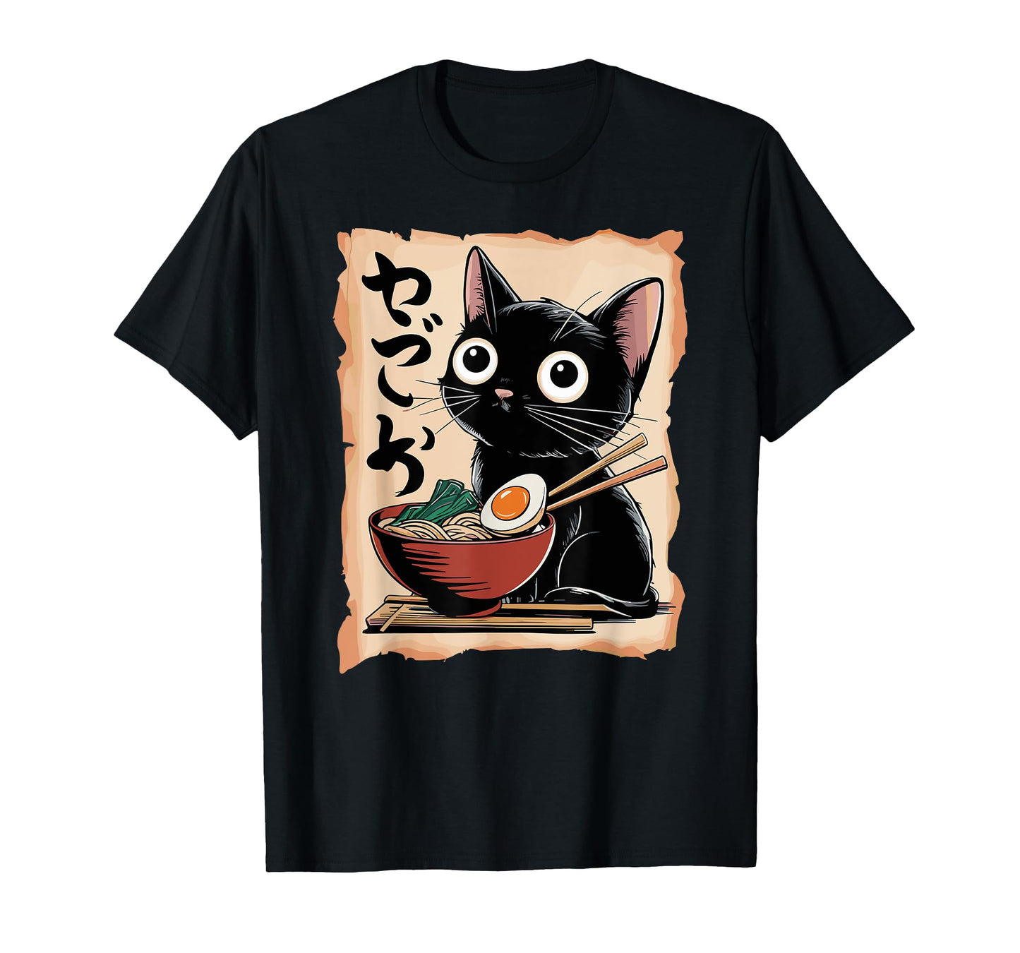 Funny Cat Ramen Noodle Japanese Kawaii Anime Otaku Style T-Shirt