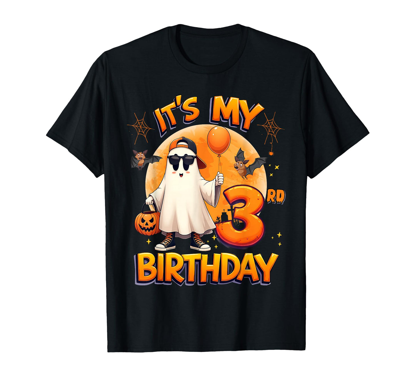 Kids It's My 3rd Birthday Boy Ghost Halloween 3 Years Old T-Shirt