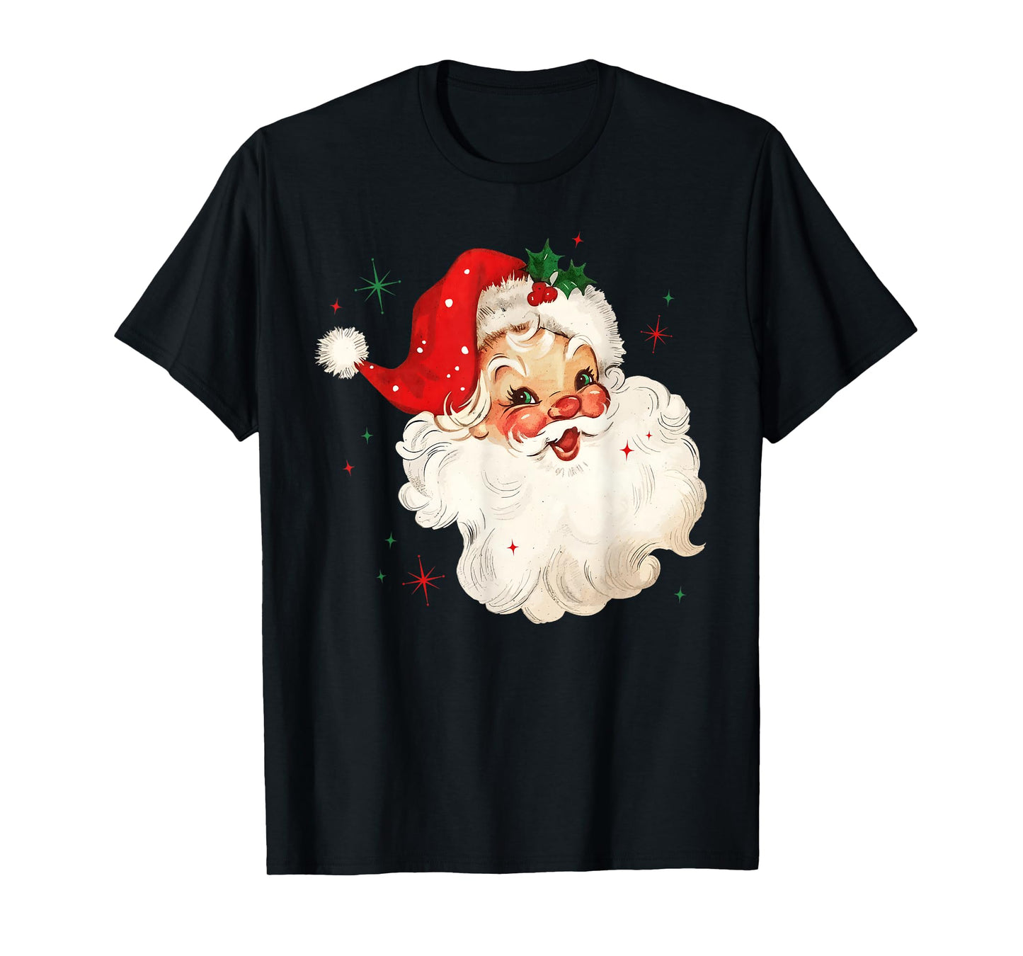 Retro Vintage Santa Claus Merry Christmas Holiday Season T-Shirt