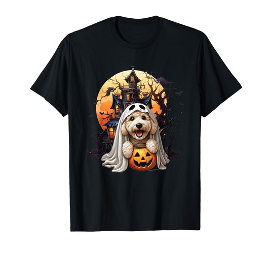 Playful Halloween Doodle Dog Ghost Design Fun for Dog Love T-Shirt