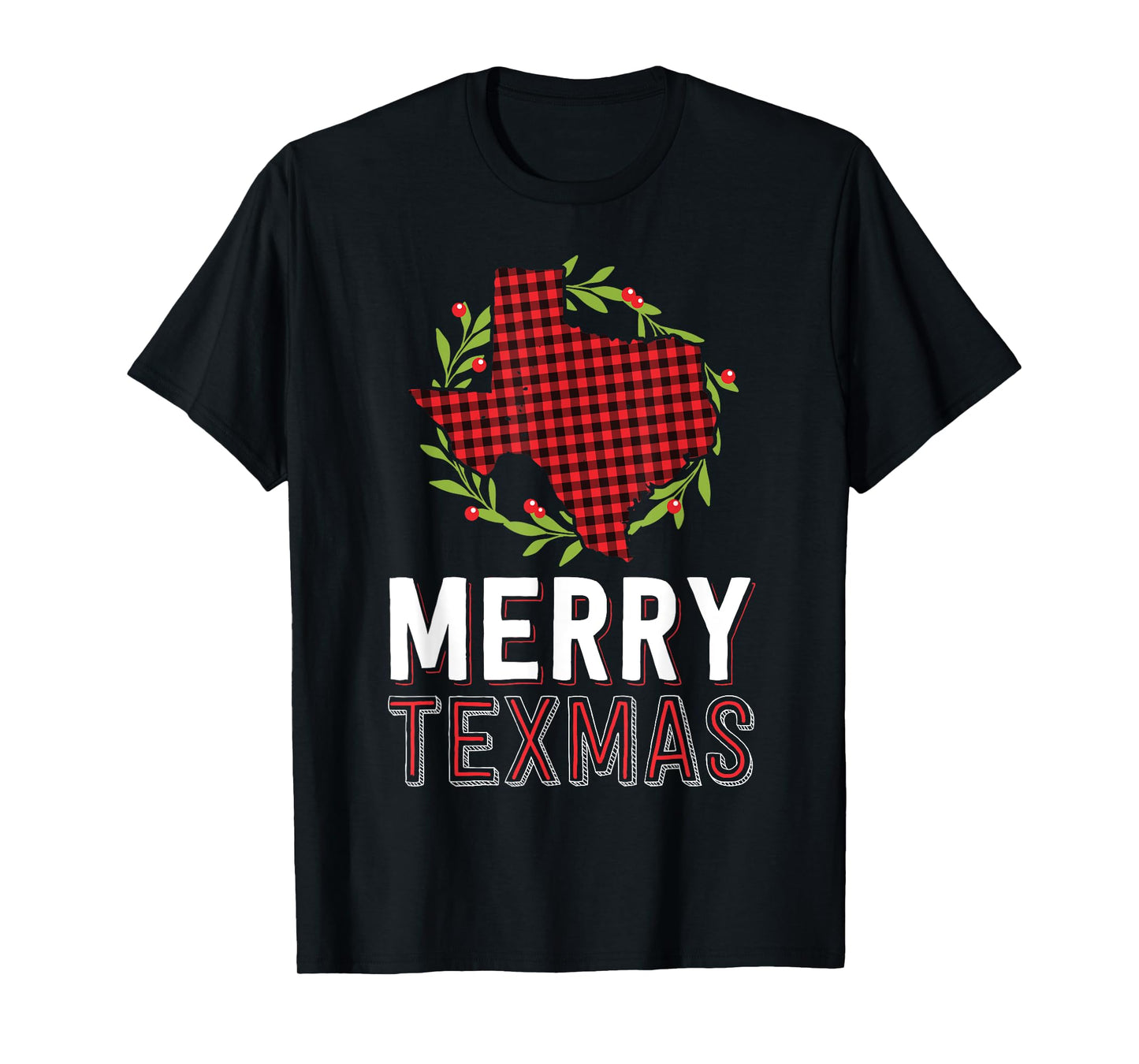 Merry Texmas Texas Yall Red Buffalo Plaid Family Christmas T-Shirt