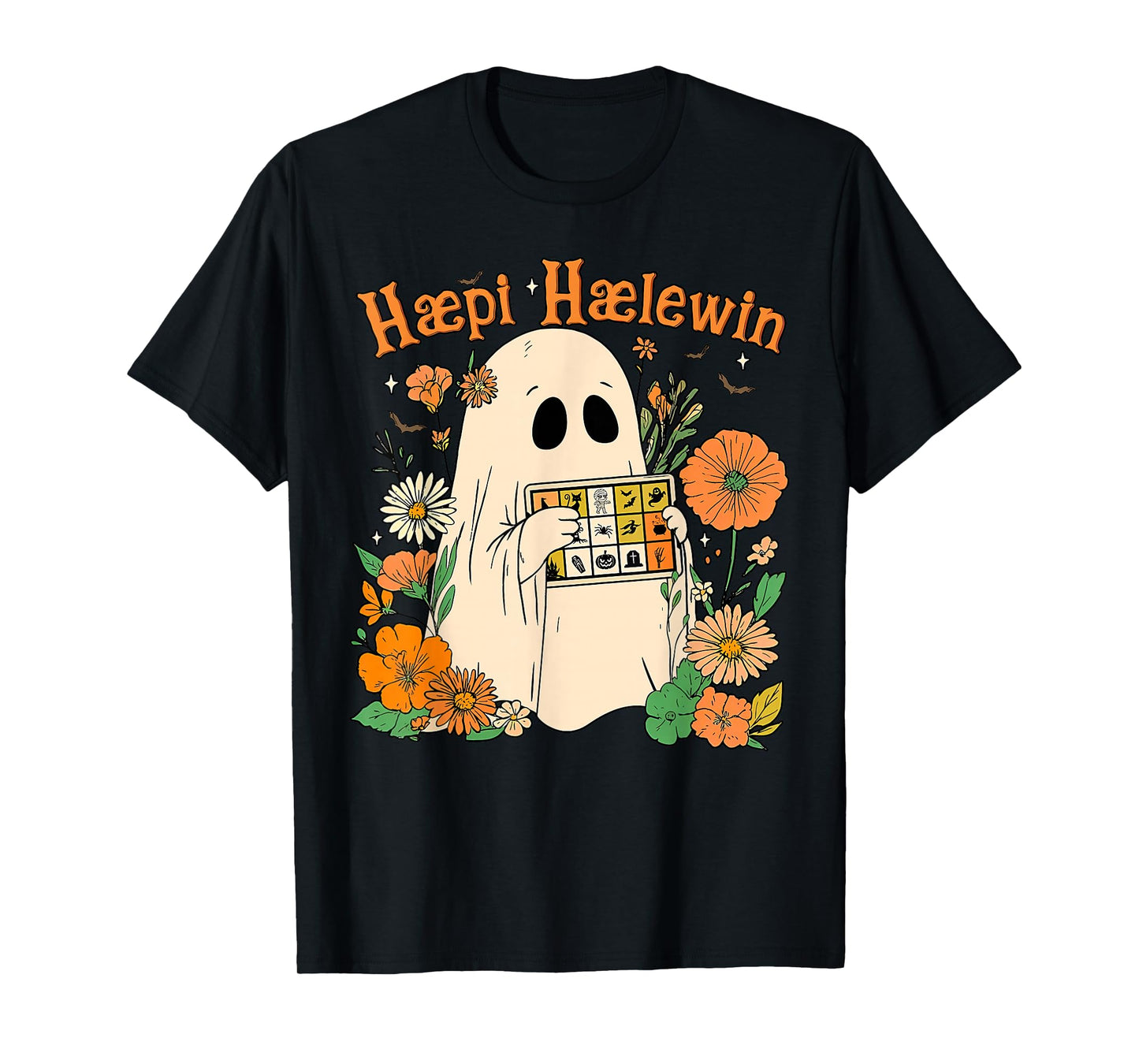 Halloween Speech Therapy Floral Ghost AAC SLP Spooky Season T-Shirt