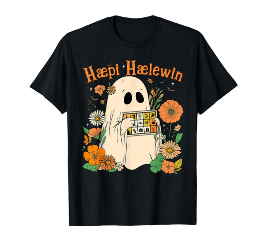 Halloween Speech Therapy Floral Ghost AAC SLP Spooky Season T-Shirt