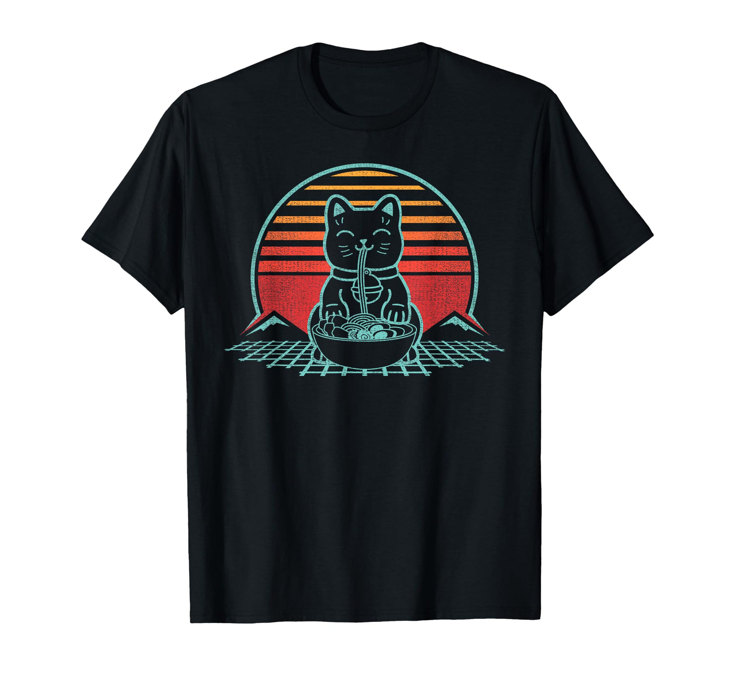 Anime Ramen Cat Retro Japanese Noodles Kawaii Funny T-Shirt