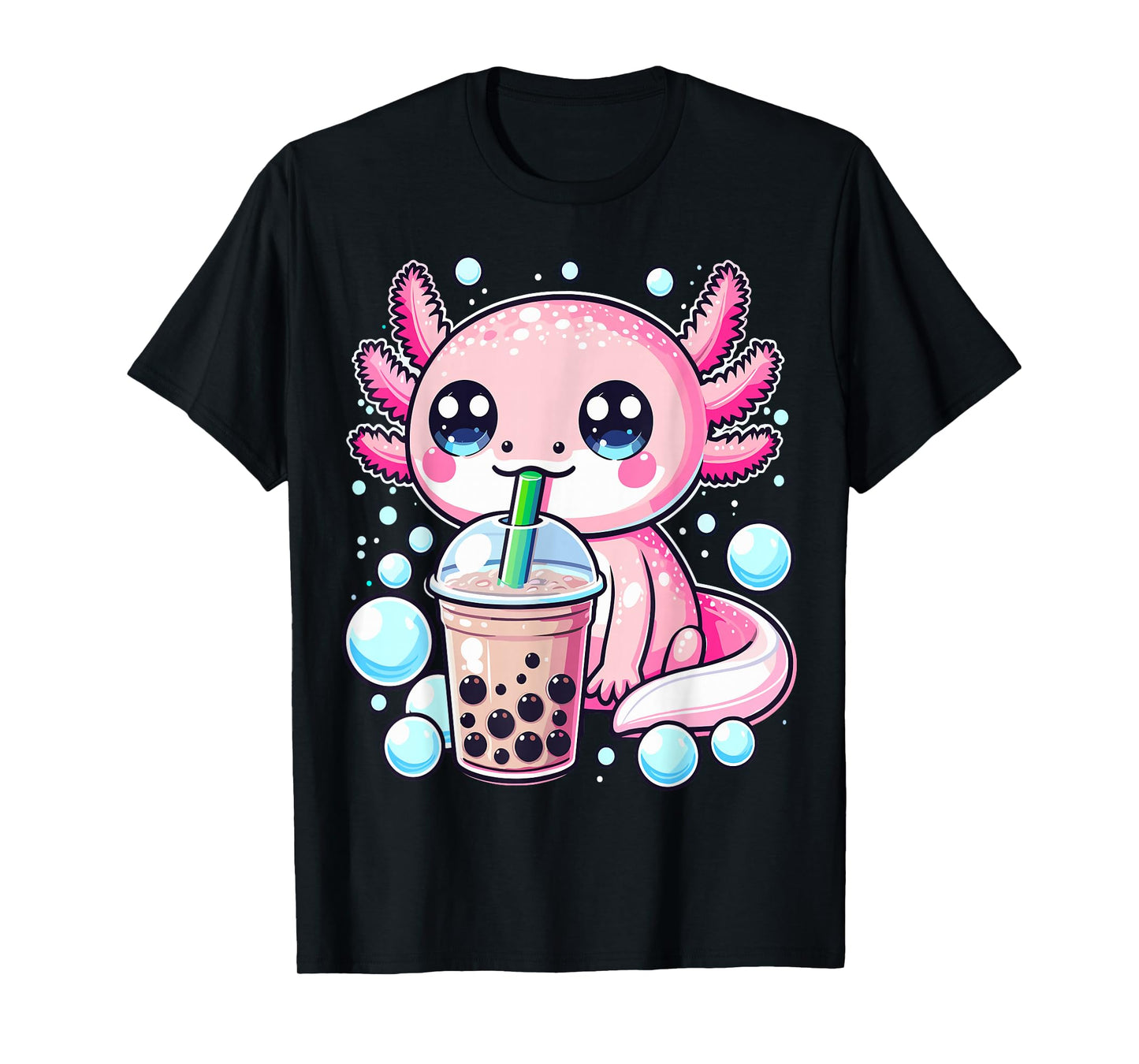 Axolotls Bubble Boba Tea Anime Cute Kawaii Axolotl T-Shirt