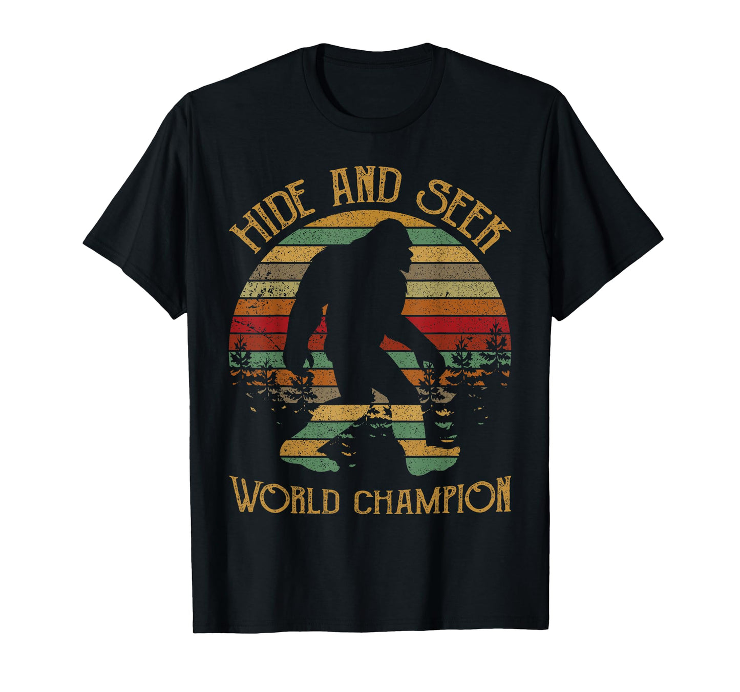 Retro Vintage Bigfoot Yeti Sasquatch Hide And Seek Tee Shirt T-Shirt