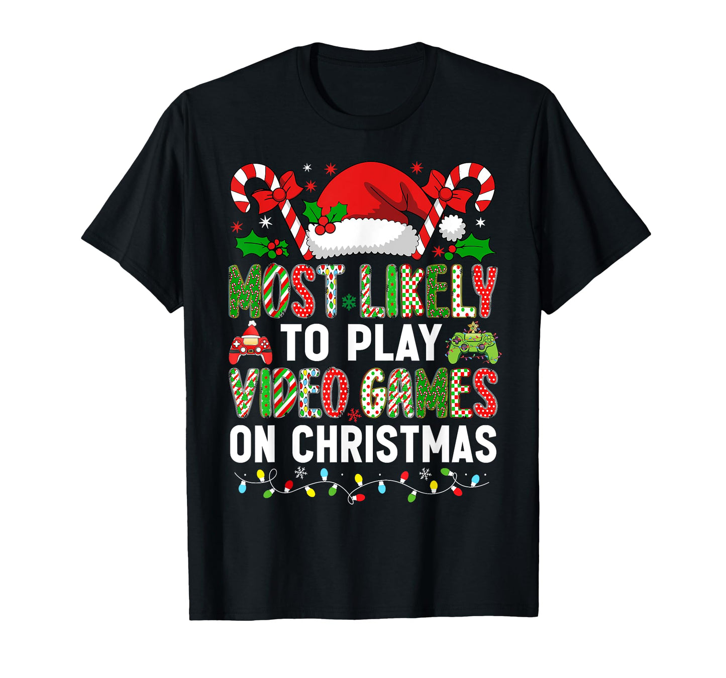 HUGvyn Christmas: Most Likely To Play Video Games Gamer Boys T-Shirt