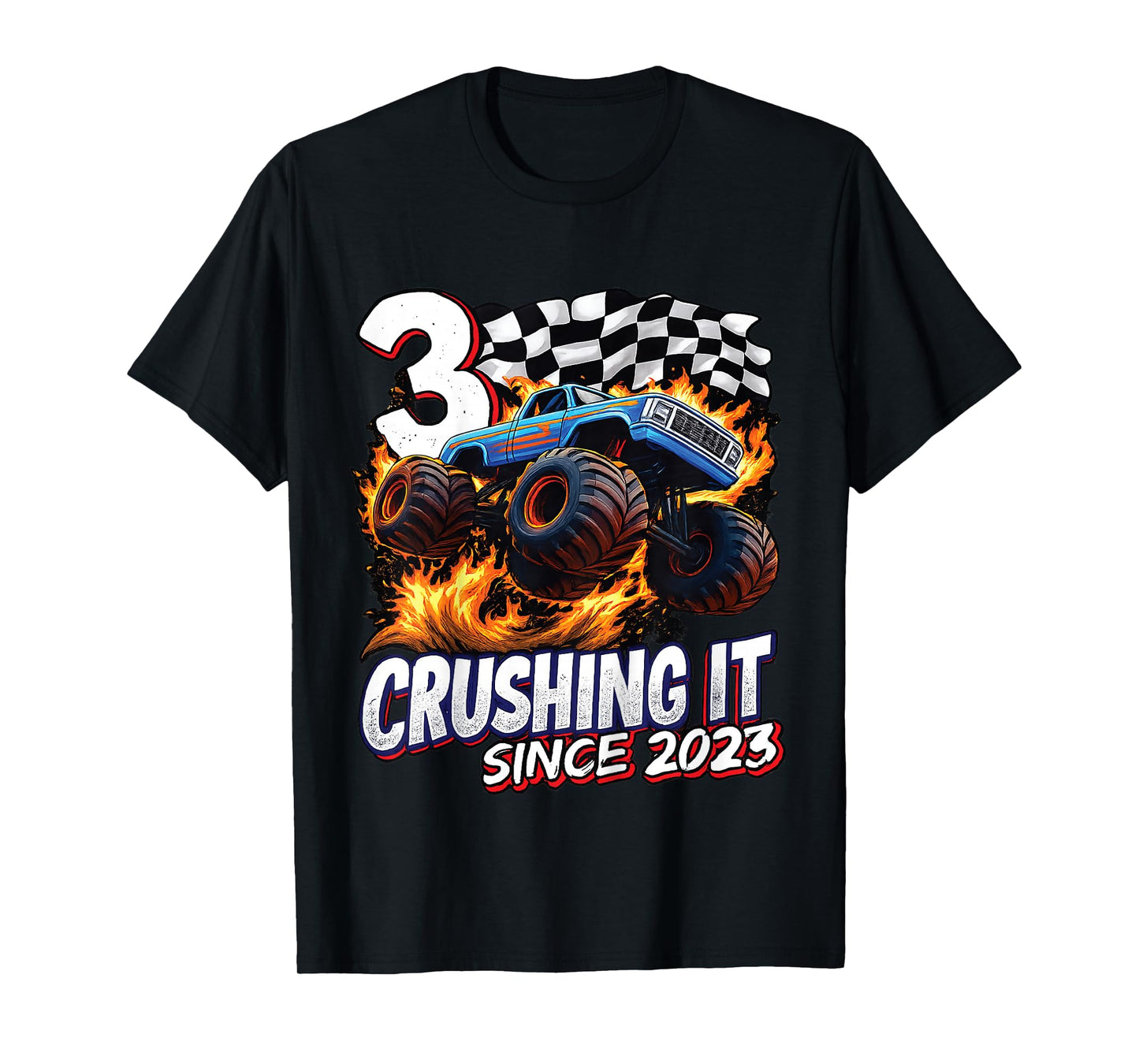 Kids Birthday Monster Truck 3 Year Old Boys 3nd Party Born 2023 T-Shirt