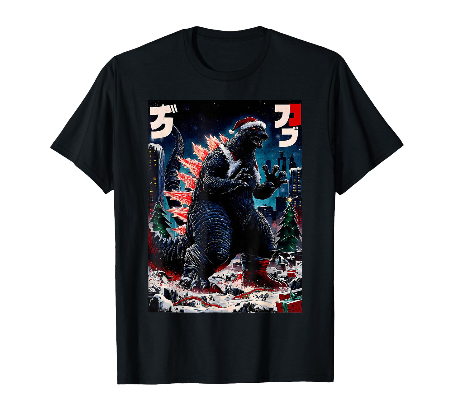 Santazilla Japanese Monster Kaiju Dinosaur Christmas T-Shirt