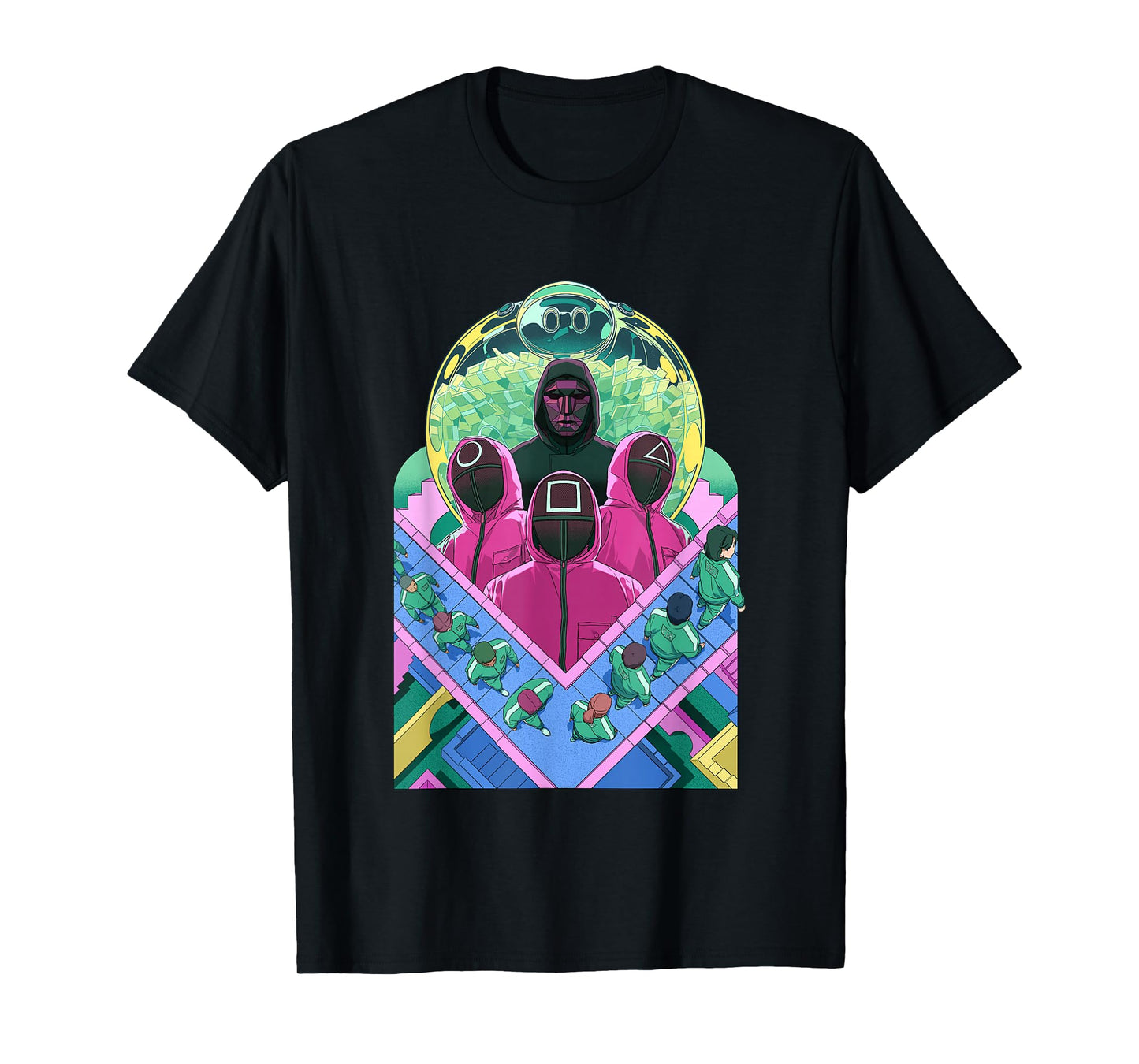 Squid Game 2 Retro Neon Characters Collage T-Shirt