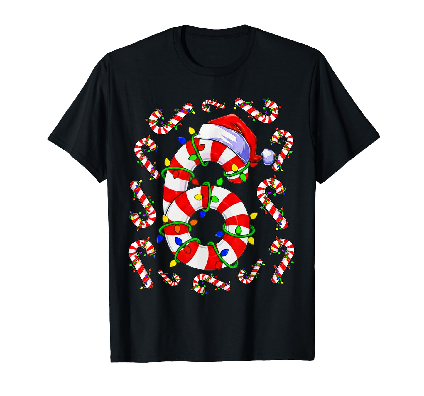 Fun Six Seven 6 7 Meme Design Couples Christmas Candy Cane T-Shirt