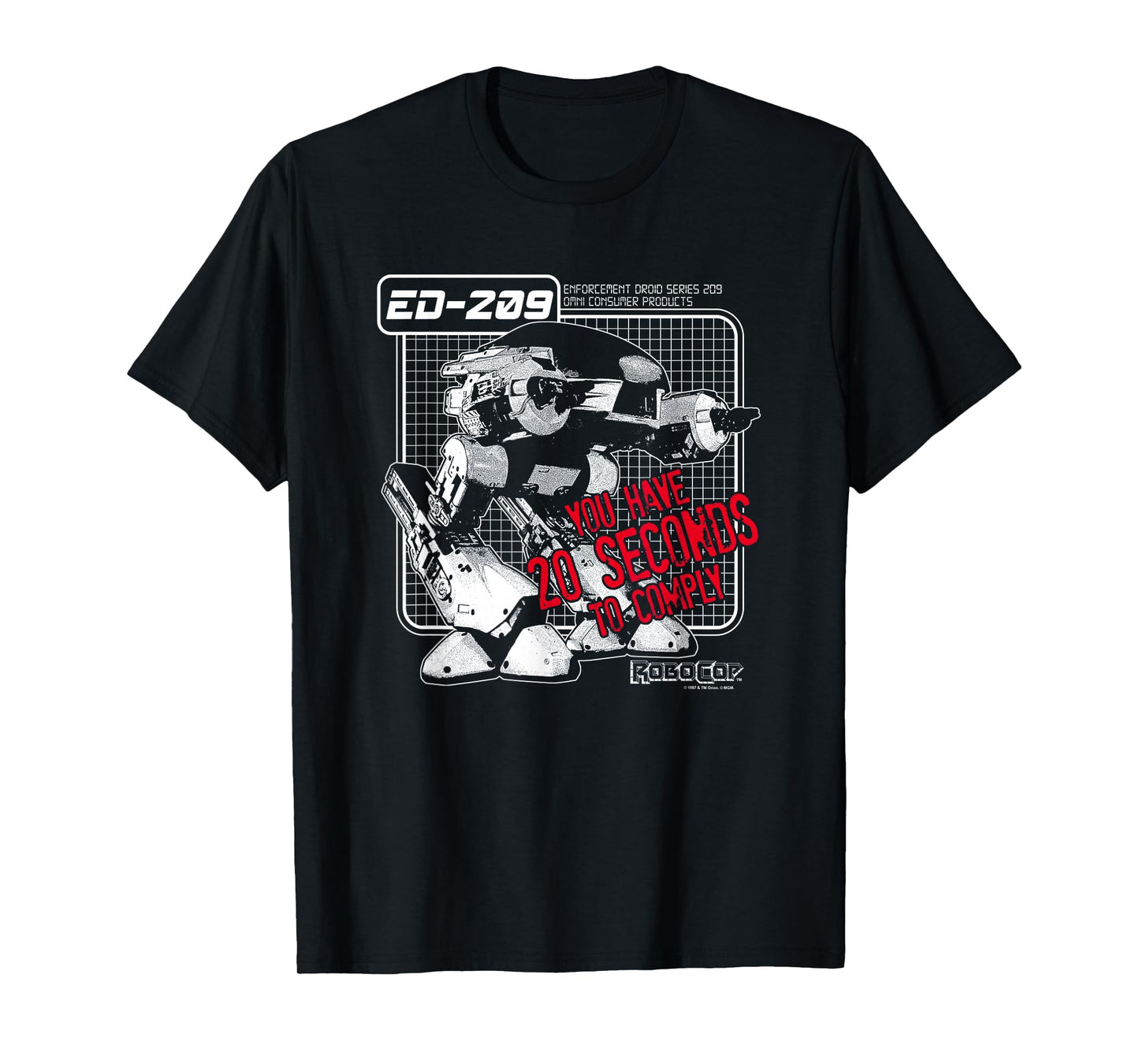 Robocop ED 209 T-Shirt - Black - Men's - Small - Short Sleeve - Modern Cartoon T-Shirt