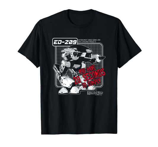 Robocop ED 209 T-Shirt - Black - Men's - Small - Short Sleeve - Modern Cartoon T-Shirt